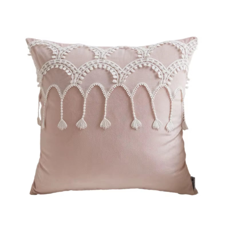 Pink Decorative Cushion Velvet Sofa Decoration Pillow Princess Room Romantic Throw Pillow Waist Pillow Home Decorative Pillow