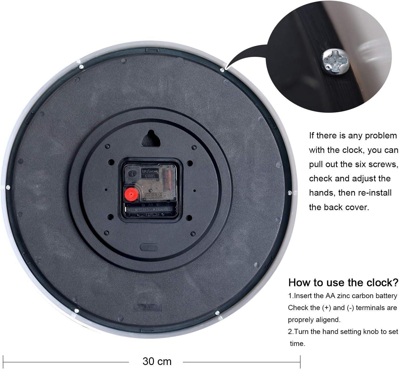 12 Inch Silent 3D Numbers Pink Wall Clock for Living Room Decor, Battery Operated Pink Clocks for Girls Room Bedroom Kitchen