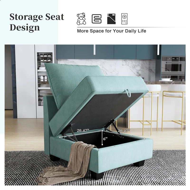 L-Shaped Modular Sectional Couch Reversible Modular Upholstered Sofa