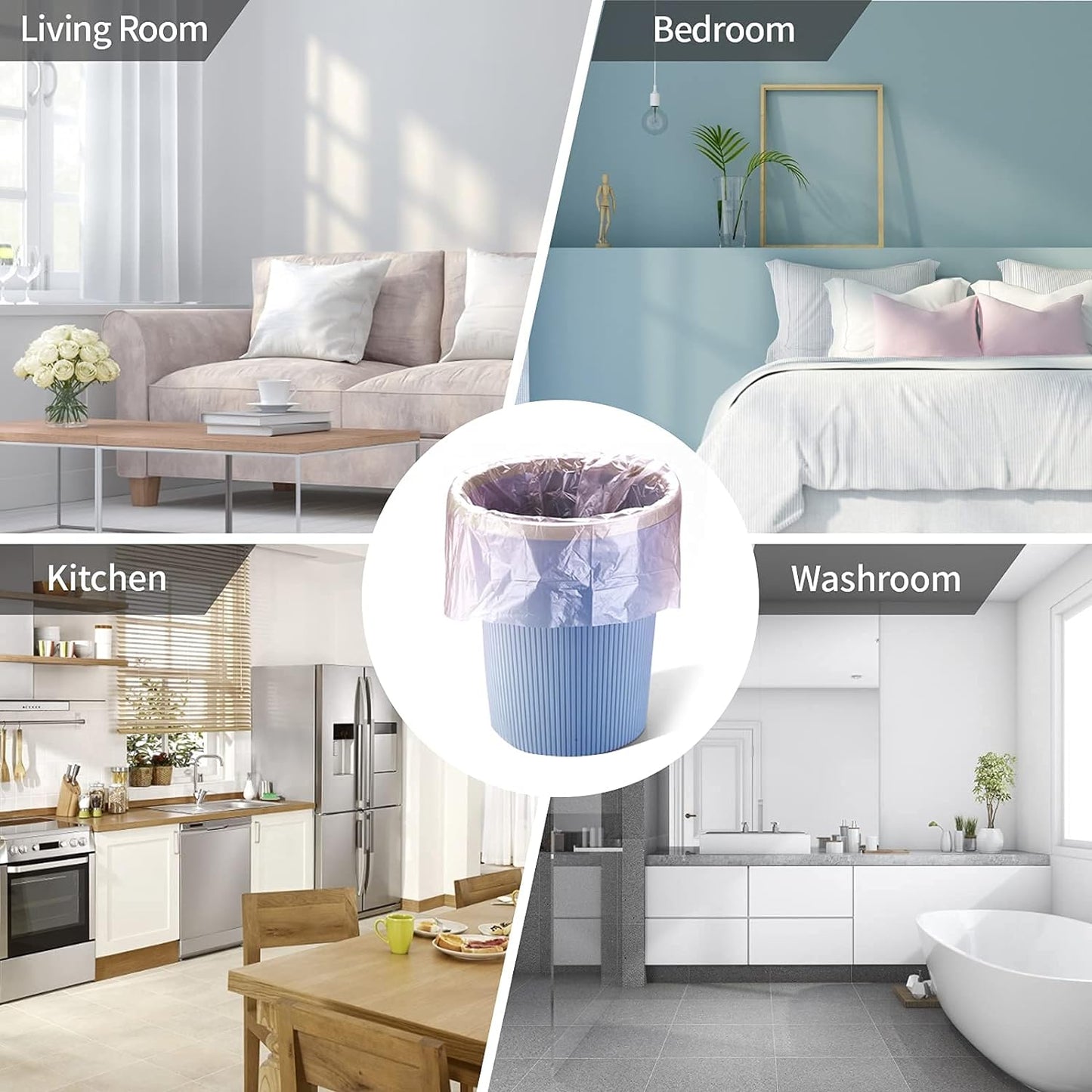 5 Rolls Small Trash Bags - 100 Counts Durable 4 Gallon Small Garbage Bags for Home Office Kitchen Bathroom Bedroom Trash Can Liners(Pink)