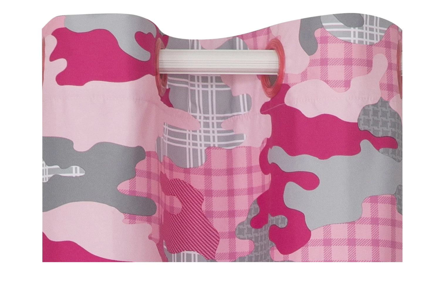 Pink Camouflage Room Darkening Grommet Single Curtain Panel, Pink, 30" X 84"