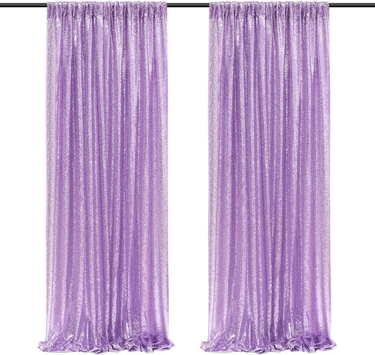 Wedding Sequin Backdrop Lavender 2 Panels 2Ftx8Ft Glitter Curtain Backdrop Arch Fabric Drapes for Baby Shower Birthday Party Decoration