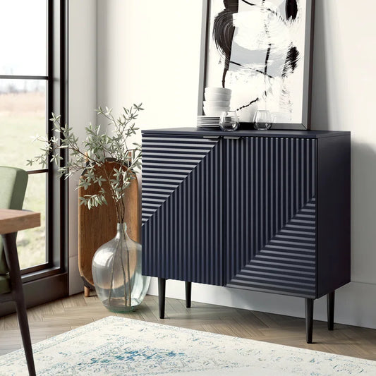 Arkayla 35" Tall 2 - Door Fluted Accent Cabinet with Adjustable Shelves