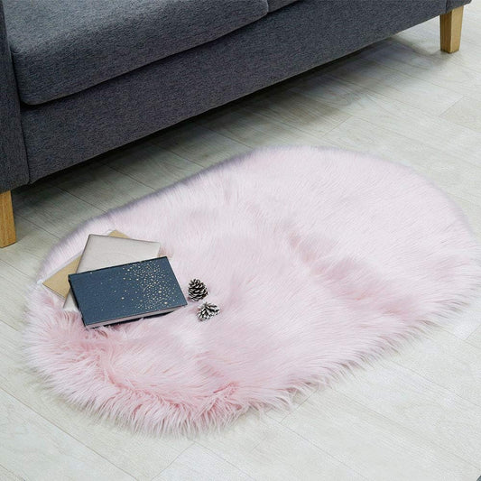 Ultra Soft 2 X 3 Feet Faux Fur Area Rug, Fluffy Shaggy Sheepskin Pink Fuzzy Machine Washable Shag, Nursery Decor Throw Carpet for Bedroom, Kids Room, Living Room